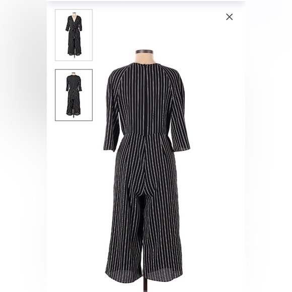 Size 6 work jumpsuit black/white vertical stripes - Picture 2 of 2